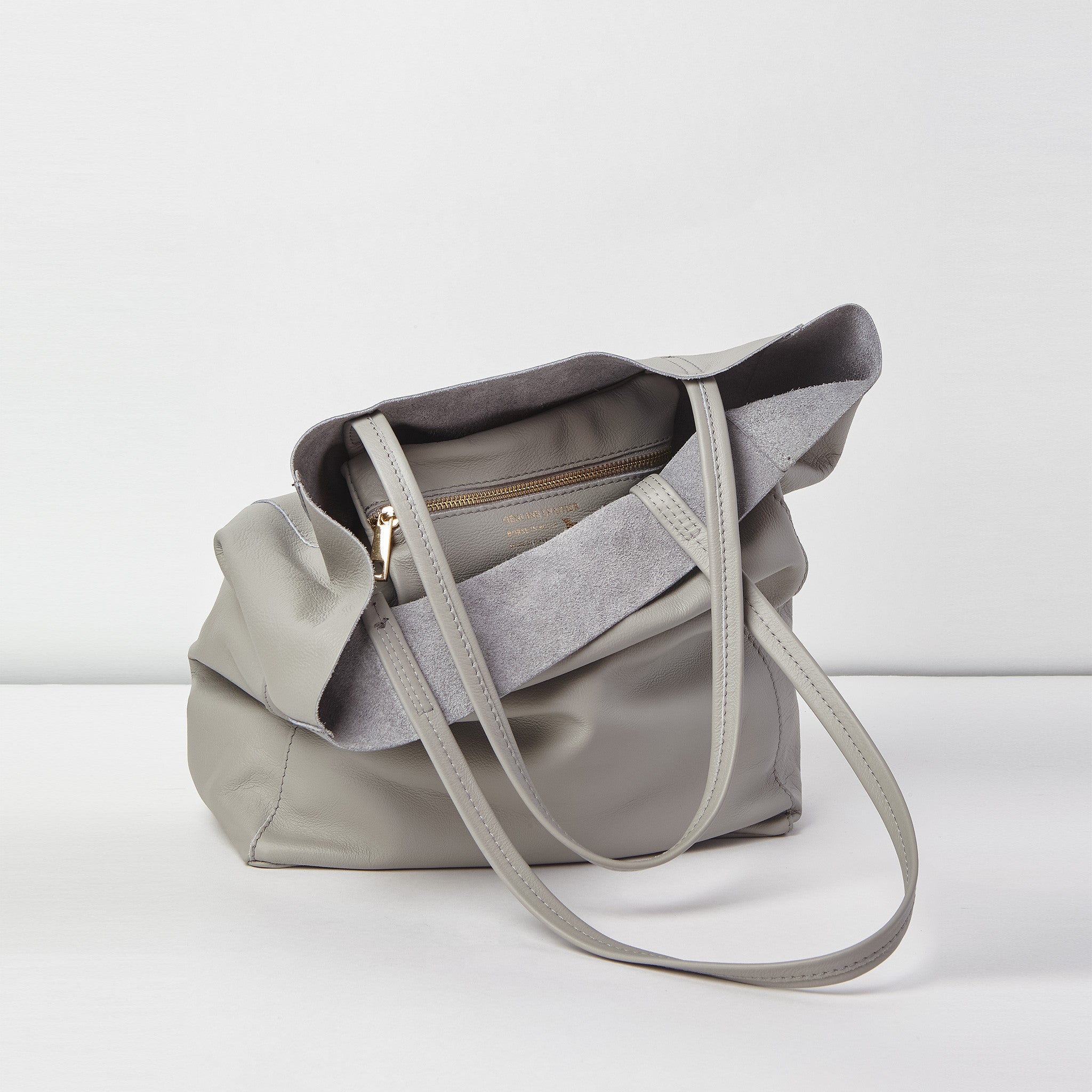 Leather Bag in Light Grey