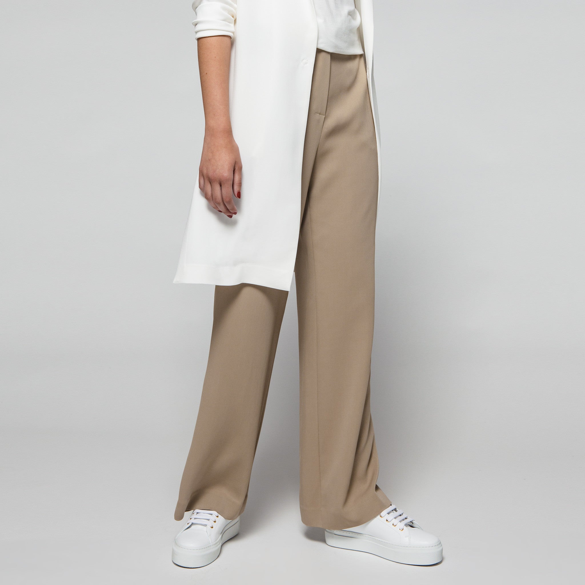 Long Wide Pants in Taupe