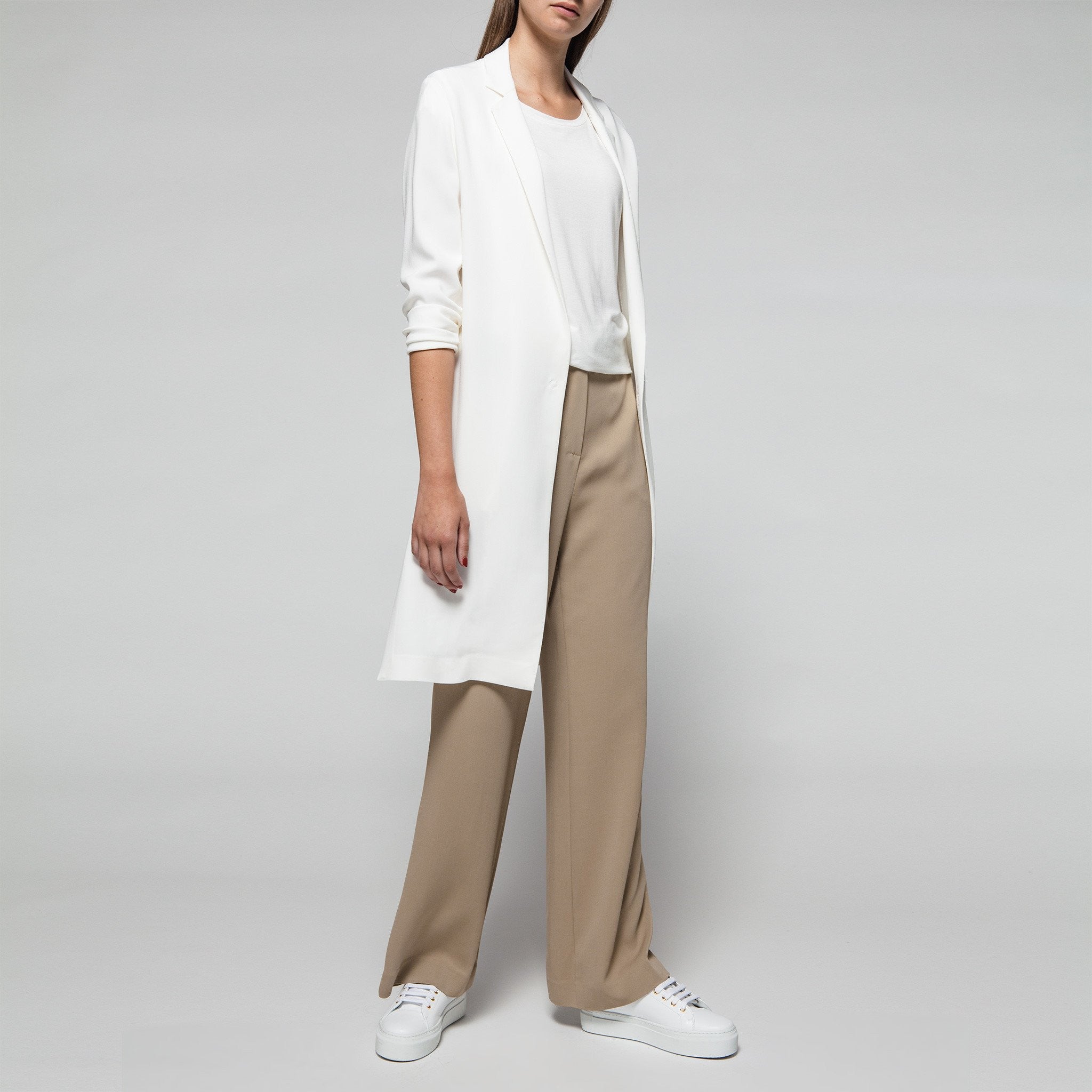 Long Wide Pants in Taupe