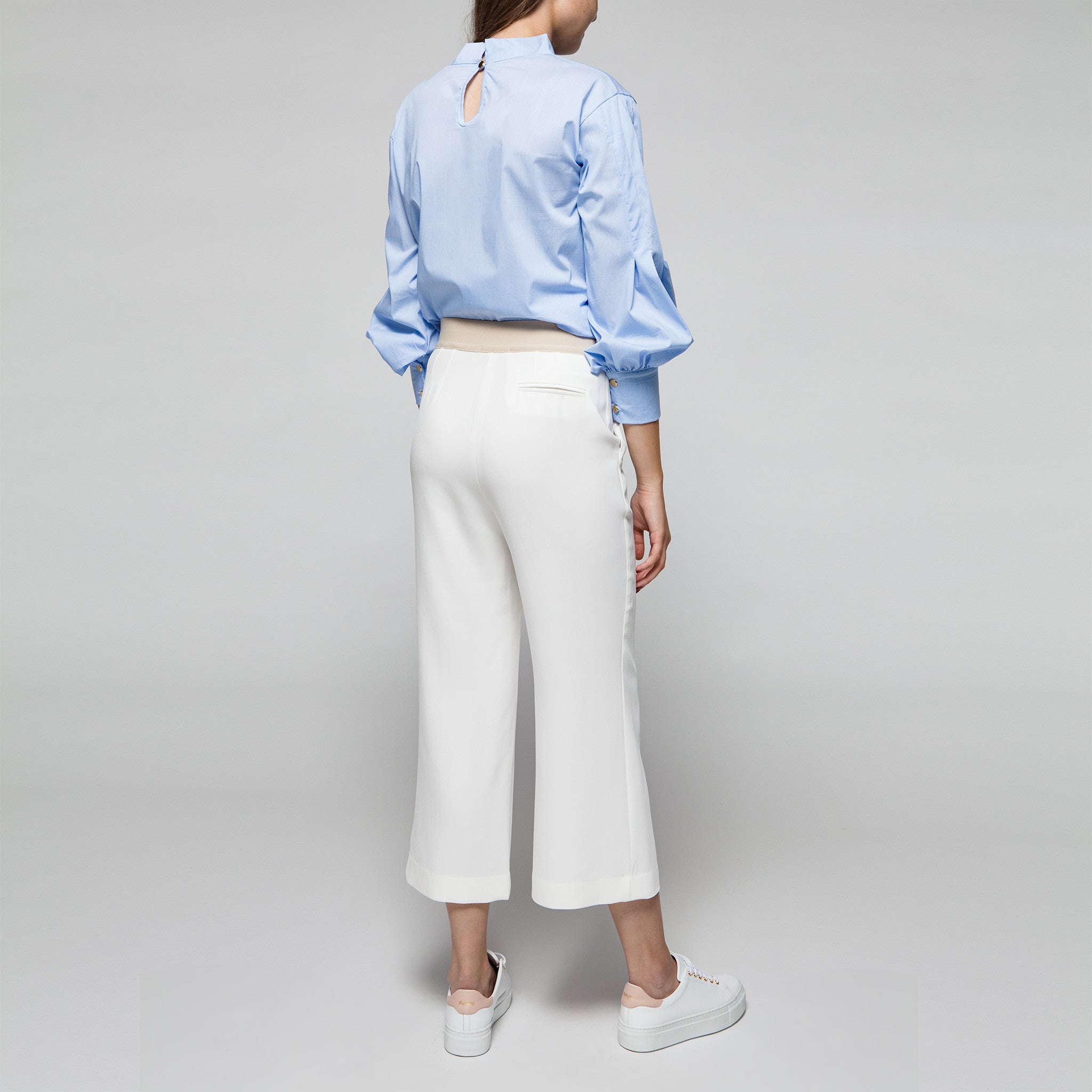 Wide Cropped Pants in Off-White