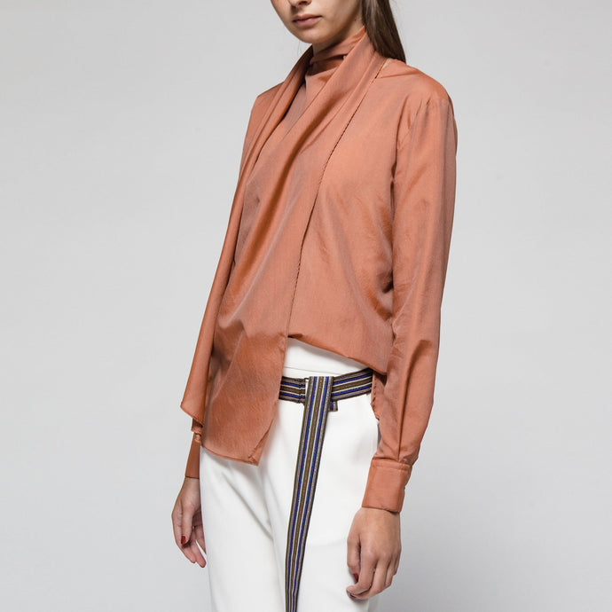 Scarf Blouse in in Rusty Pink