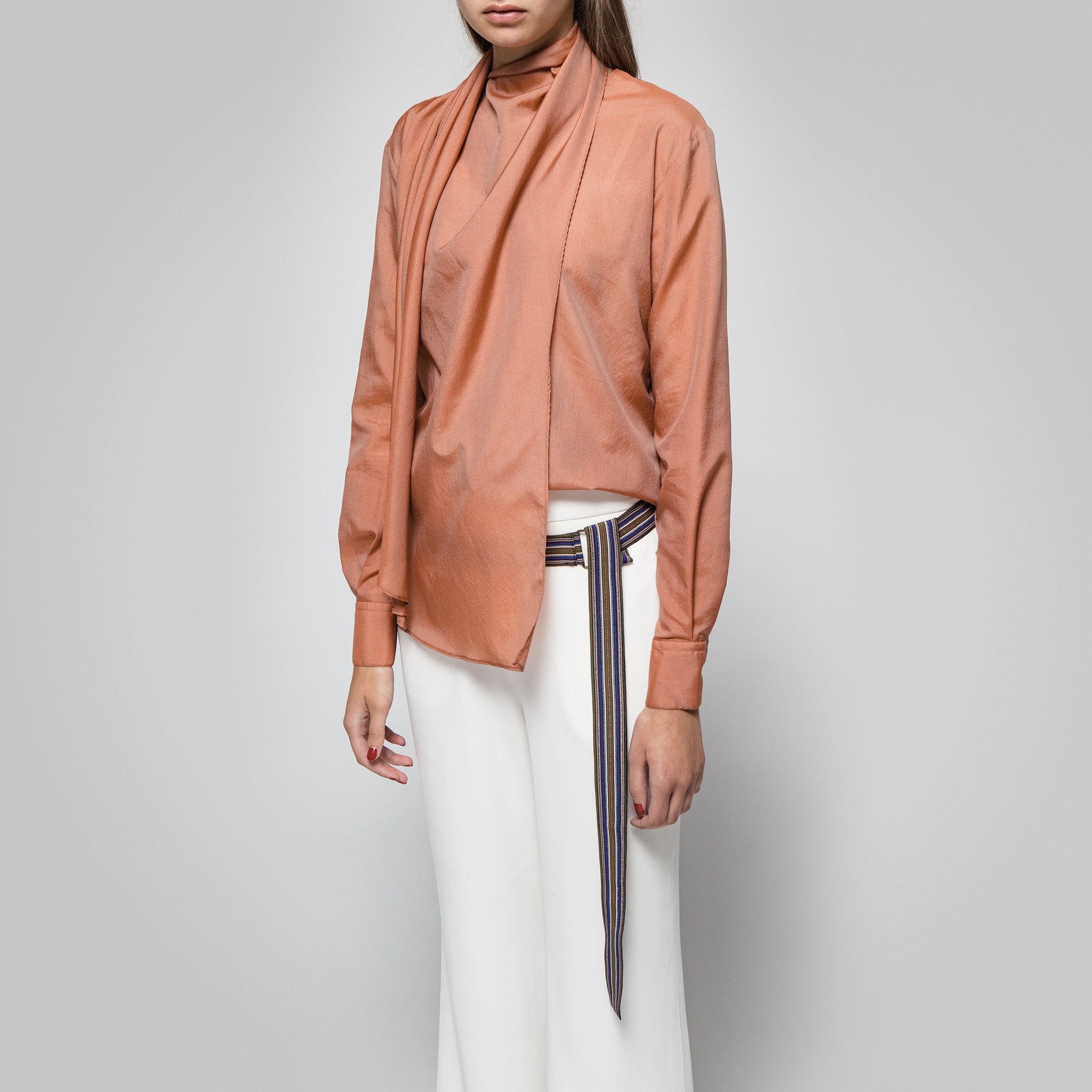 Scarf Blouse in in Rusty Pink