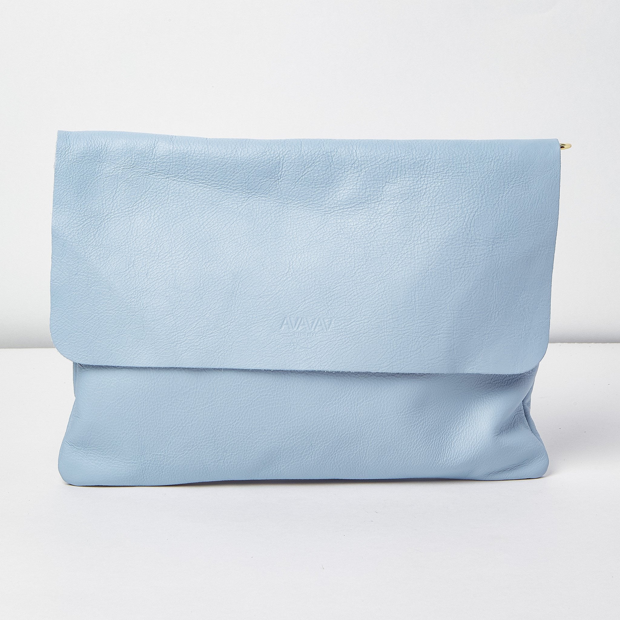 Leather Shoulder Bag in Light Blue