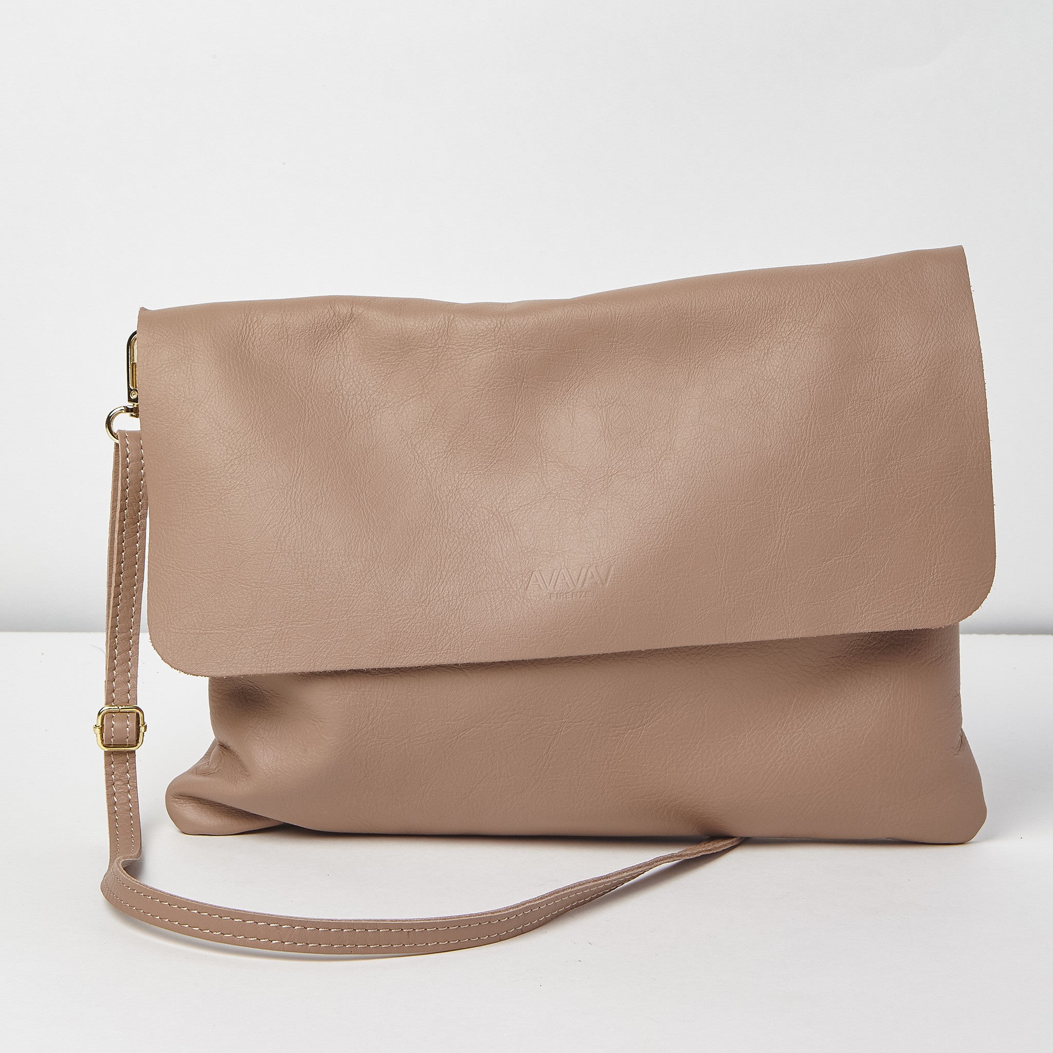 Leather Shoulder Bag in Taupe