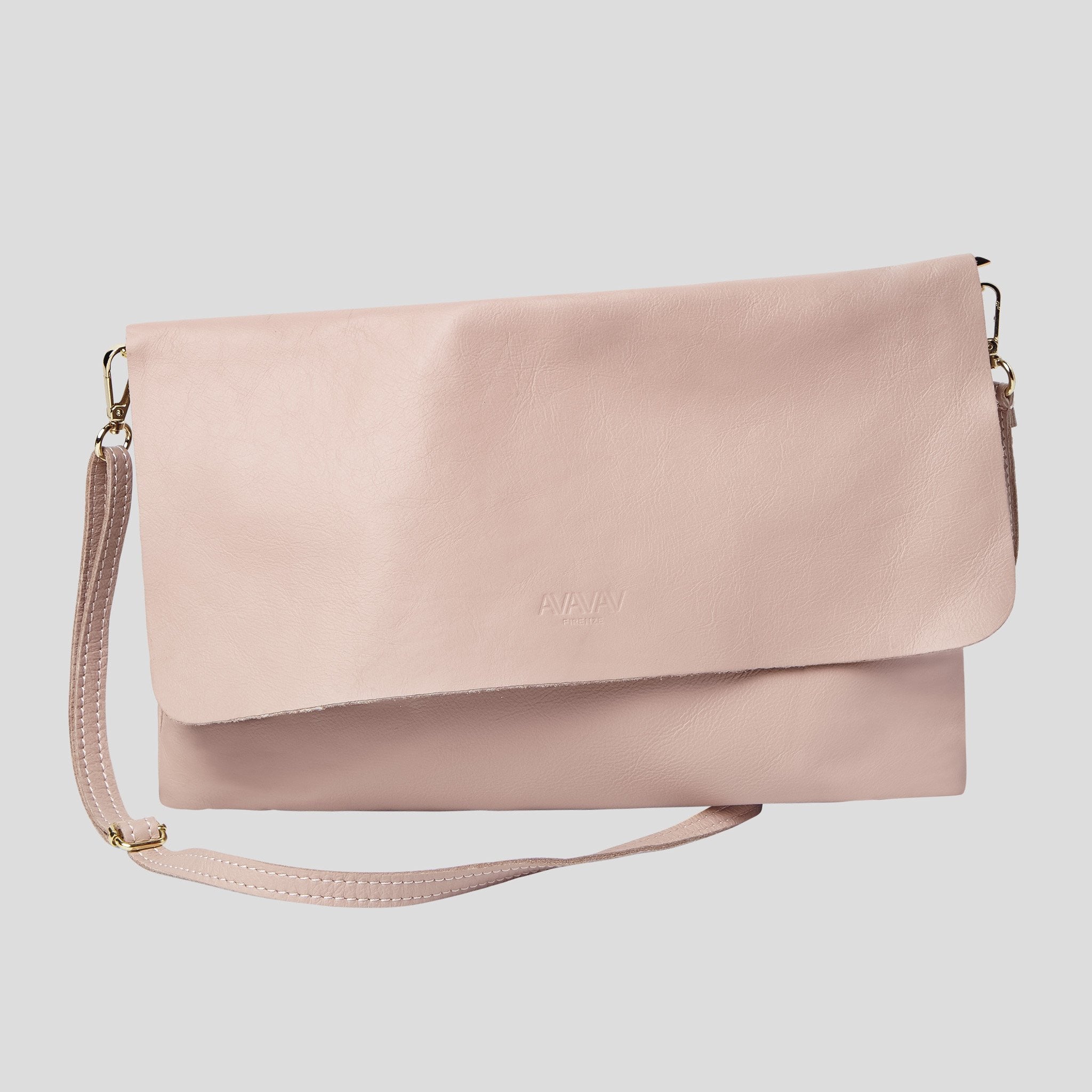 Leather Shoulder Bag in Pale Pink