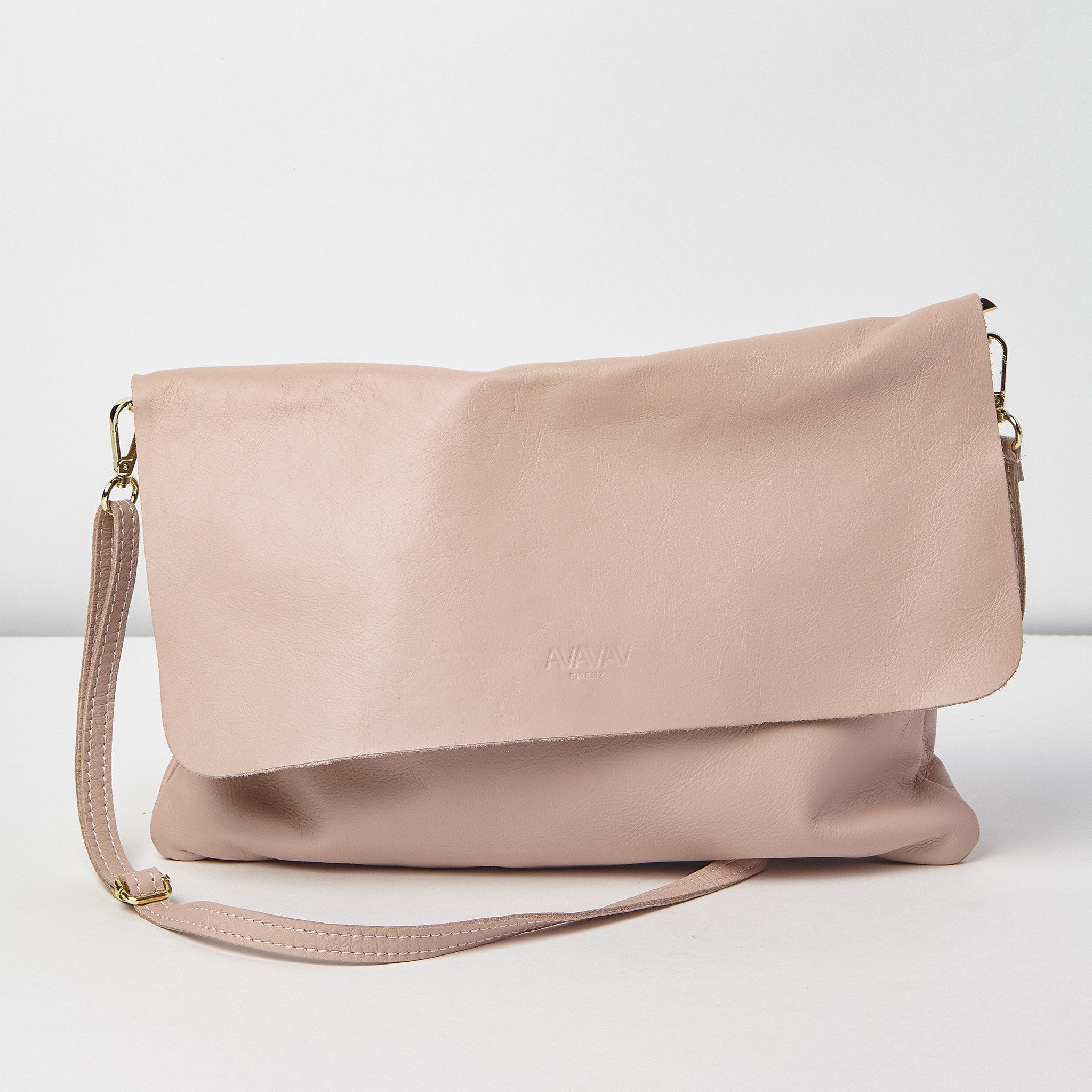 Leather Shoulder Bag in Pale Pink