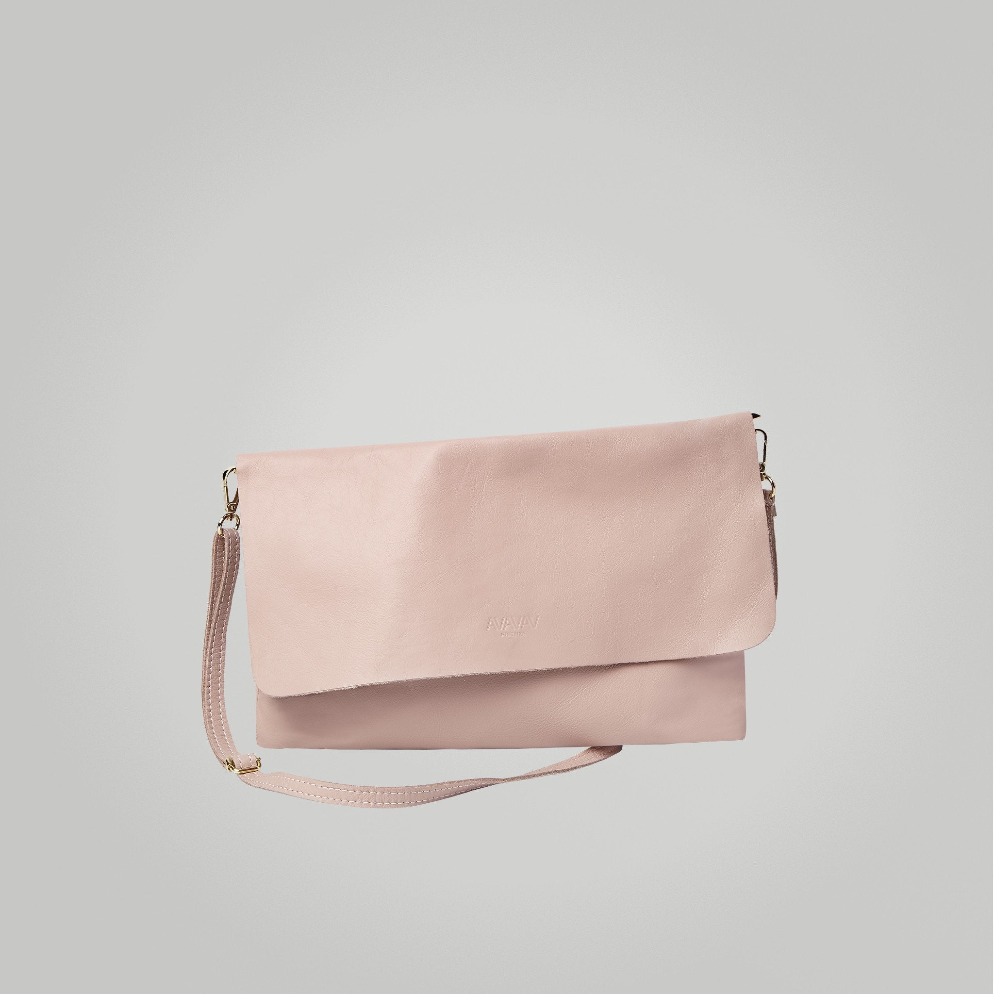 Leather Shoulder Bag in Pale Pink