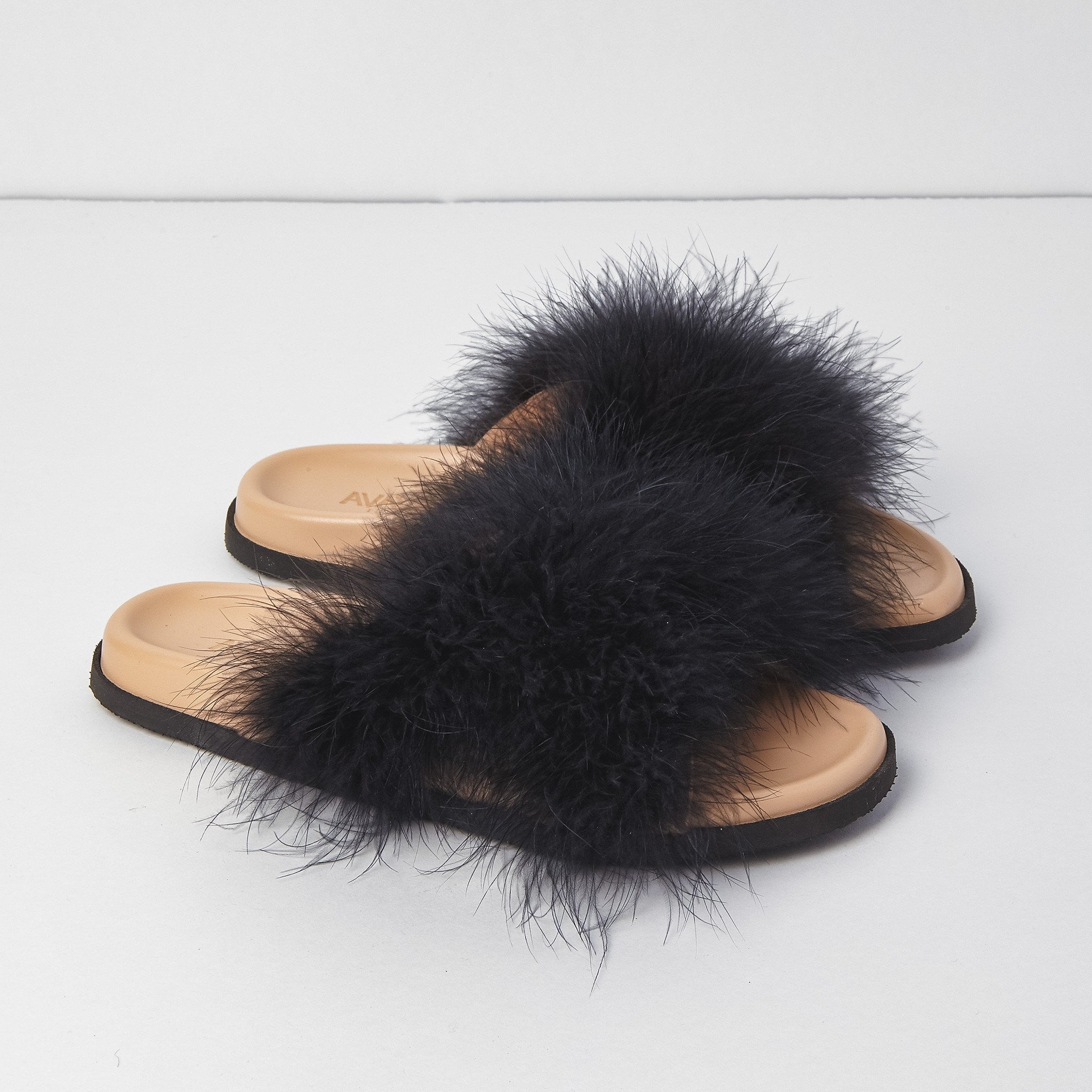 Feather Sandals in Black