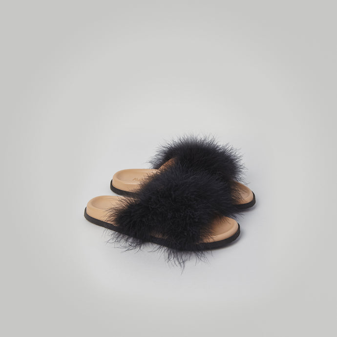 Feather Sandals in Black