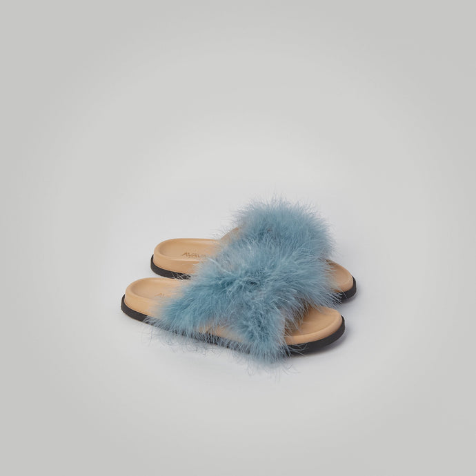 Feather Sandals in Light Blue