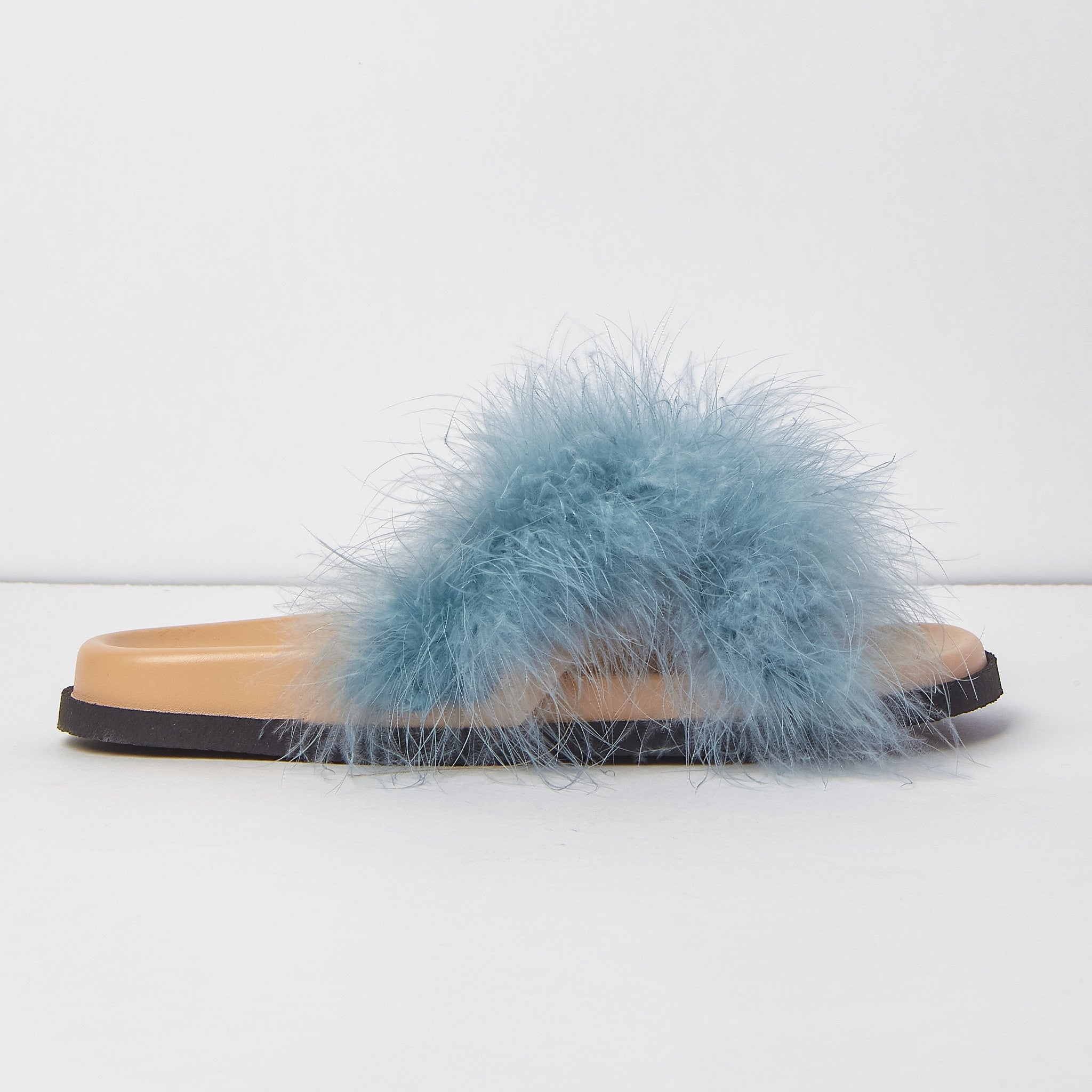 Feather Sandals in Light Blue