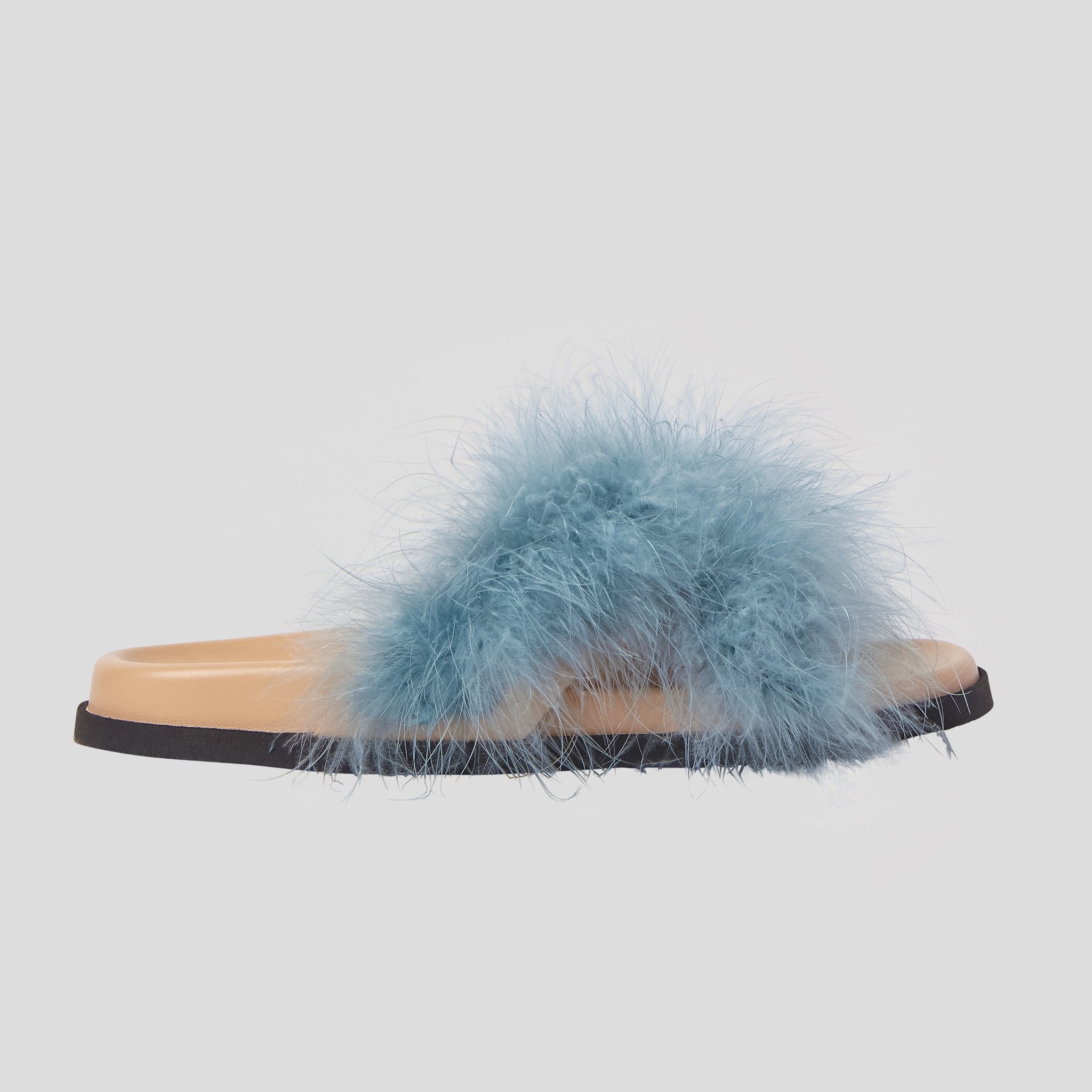 Feather Sandals in Light Blue