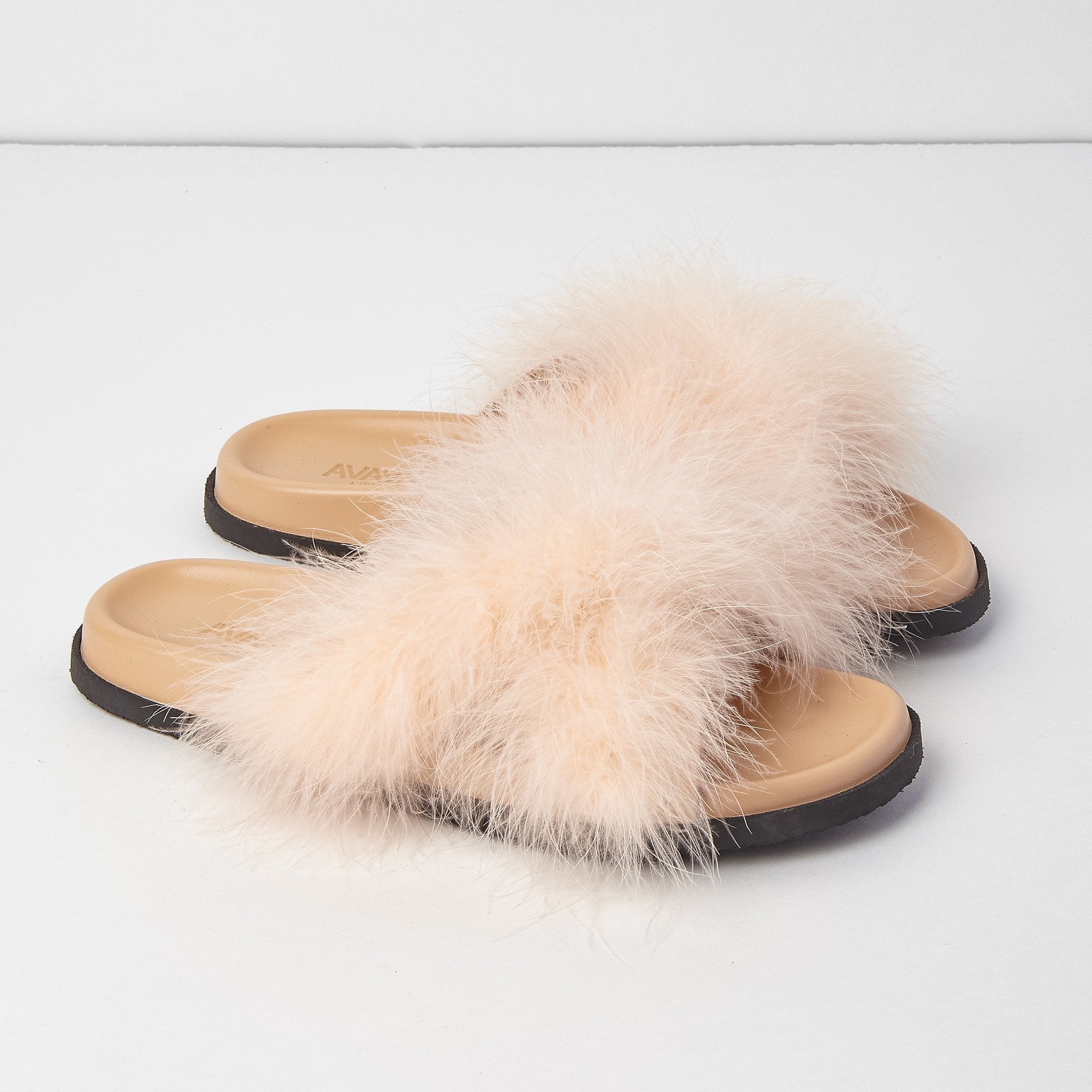 Feather Sandals in Light Peach