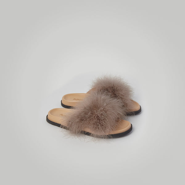 Feather Sandals in Taupe